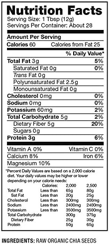 Nutiva Organic Premium Raw Ground Chia Seeds, 12 Oz, USDA Organic, Non-GMO, Whole 30 Approved, Vegan, Gluten-No & Keto, Nutrient-Dense Seeds with 3g Protein & 5g Fiber for Salads, Yogurt & Smoothies