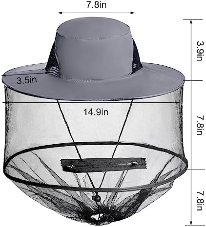 Sucrain 2 Pack Mosquito Head Net Hat Sun Hat Garden Bug Hat with Hidden Net Mesh for Outdoor Gardening Beekeeping