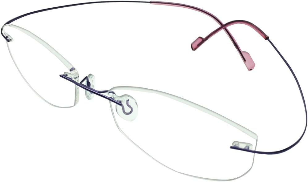 Rimless Computer Reading Glasses Womens Ladies Red Purple Color Readers