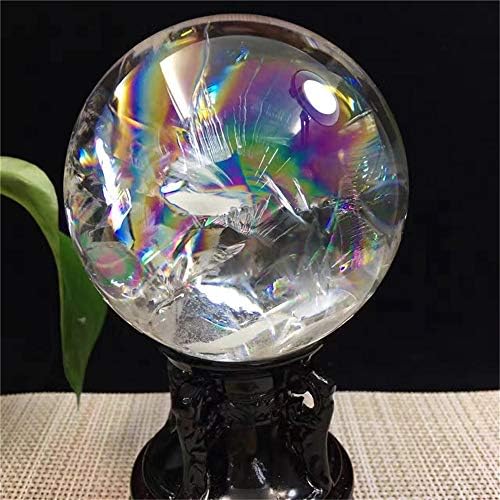 AITELEI Natural Rainbow Fluorite Gemstone Sphere Crystal Quartz Ball White Crystal Ball with Rainbow Light Crystal Healing Sculpture Figurine Fengshui Decor