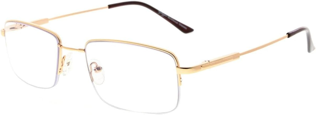 Eyekepper Half-Rim Progressive Readers 3 Levels Vision Multifocus Glasses Anti UV Reading Glasses Men Bendable Memory Frame (1.50)