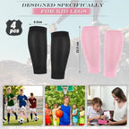 Tarpop 4 Pairs Kids Soccer Leg Sleeves Long Compression Leg Sleeves for Youth Football Protection Calf and Shin Support(Black, Pink)
