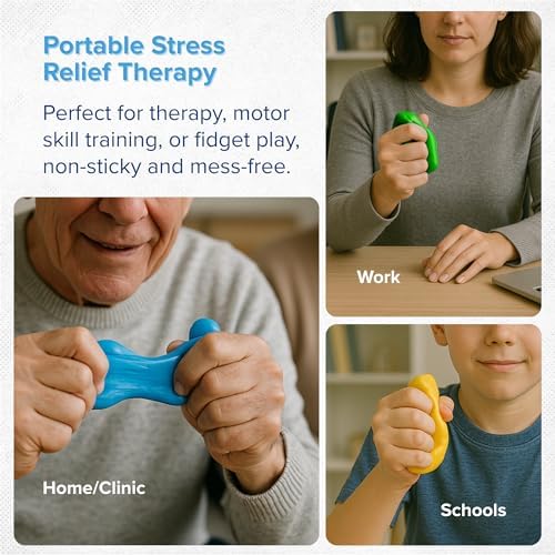 LIFE WORKS Therapy Putty for Hand Strength & Motor Skills, Non-Toxic Silicone, 4 Fun Colors, 4-Pack (4x3oz)