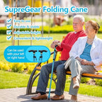 Walking Cane, Folding Cane for Man & Women, Portable Lightweight | 5-Level Adjustable Height, Collapsible Cane for Seniors Balancing Mobility Aid