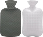 Fashy Hot Water Bottle with Gray Quilted Cotton Cover (67oz / 2L) – Made in Germany