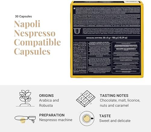 Caffe Vergnano 1882 Medium Roast Espresso Original Line Machine Compatible Capsules, Single-Serve Arabica Robusta Espresso Coffee, Italian Coffee for Nespresso Machines, Intensity 10/10, Napoli, 30 Ct