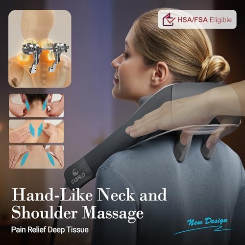 CuPiLo Shiatsu Neck and Shoulder Massager with Heat [Remote Control], FSA Eligible HSA, 6D Kneading Neck Massager for Pain Relief Deep Tissue, Fathers Day Dad Gifts for Men Him Mom Her