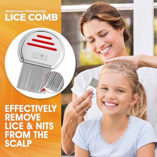 Lice Comb - (Pack of 2) Stainless Steel Professional Lice Combs and Head Lice Treatment to Effectively Get Rid of Hair Lice and Nits, Best Results for Infection and Re-infection in Kids & Adults