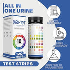 10-in-1 Urine Test Strips for Urinalysis – Full Panel Urinalysis Test Strips for Protein, Nitrite, Leukocytes, pH, Kidney and Liver Function (120 Strips)