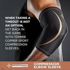 Tommie Copper Elbow Compression Sleeve (S/M, Black), 15-20 mmHg, 4D Stretch & Non-Slip Fit for Targeted Support, Patented Copper Znergy Fabric, Anti-Odor Benefits, Breathable Design