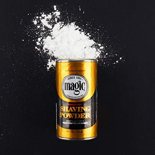 SoftSheen-Carson Magic Razorless Shaving for Men,Magic Shaving Powder with Fragrance,Coarse Textured Beards,Formulated for Black Men,Depilatory, Helps Stop Razor Bumps, Since 1901, 4.5 oz (Pack of 3)