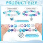 Ecally 12 Pcs Snowflake Party Favors Snowflake Beaded Bracelet Bulk Winter Christmas Party Supplies Jewelry Princess Birthday Prize Gifts for Girls Women