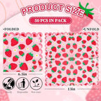 Whaline 50 Pcs Strawberry Scalloped Paper Napkins Pink Red Strawberry Flower Disposable Napkins Summer Fruit Luncheon Dinner Napkin for Birthday Party Table Supplies