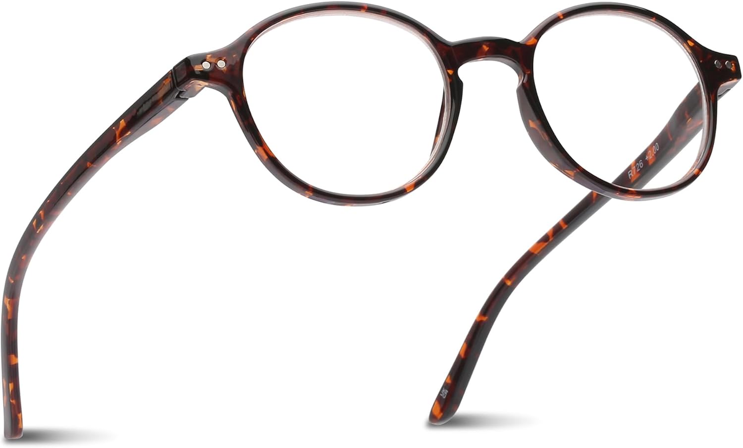 2SeeLife Small Round Reading Glasses for Men & Women – Narrow-Medium Fit, Sturdy Frame, Spring Hinges, Premium Retro Readers, Brown Tortoise, +1.50