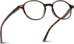 2SeeLife Small Round Reading Glasses for Men & Women – Narrow-Medium Fit, Sturdy Frame, Spring Hinges, Premium Retro Readers, Brown Tortoise, +1.25