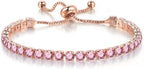 Tennis Bracelets for Women Men Adjustable Charm Link Bracelet 14K Gold Plated Dainty Multicolor Cubic Zircon Bracelets for Teen Girls Crystal Friendship Bracelets Jewelry