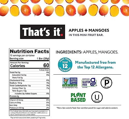 That's it. Mini Fruit Bars Gift Pouch (Variety 36 Count) No Sugar Added, Plant-Based, Vegan & Gluten Free, Paleo, Non GMO, Fiber (12 Banana, 12 Blueberry, 12 Mango)