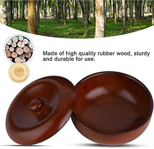 Wood Shaving Bowl, Rubber Wood Shaving Soap Cream Bowl Men Foaming with Cover