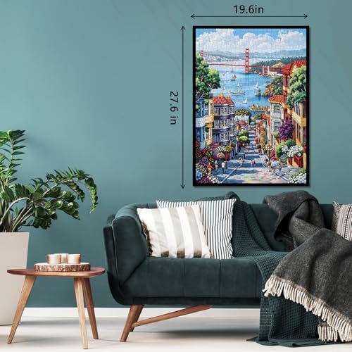 American Landscape Puzzle for Adults 1000 Pieces, Golden Gate Bridge Jigsaw Puzzles, Challenging San Francisco Bay Art Puzzle as Home Decor