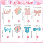 32 Pcs Boy or Girl Gender Reveal Decoration, Glitter Gender Reveal Cupcake Toppers, Onesie Jumpsuit Footprint Bow Tie Cupcakes Picks, Baby Shower Kids Birthday Party Cake Decorations Supplies