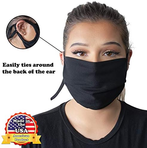 Black Reusable Machine Wash Non-Medical Cotton Face Cover with Adjustable Ear Loops 3/Pack