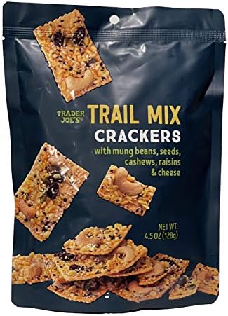 Trader Joe's Trail Mix Crackers with Mung Beans, Seeds, Cashews, Raisins & Cheese - 4.5oz (128g)