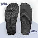 Pure Stride Therapeutic Flip Flops, Orthotic Thong Sandals for Plantar Fasciitis, Metatarsal and Heel Spurs, Feet Pain Relief and Arch Support - Black, Men’s Size 8/Women’s Size 9
