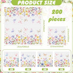 Fulmoon 200 Pieces Spring Floral Cocktail Napkins Disposable Wildflower Dessert Paper Napkins Bulk Flower Decoupage Beverage Towel for Summer Tea Party Dinner Decorative