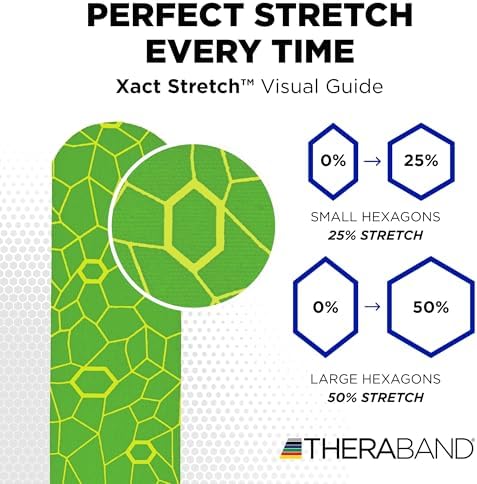 THERABAND Kinesiology Tape, Green/Yellow, 1 Roll, with XactStretch Indicators, Long-Lasting Athletic Tape for Shoulder, Back & Knee, Latex-Free & Water Resistant for Men and Women, Pre-Cut