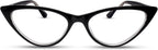 2SeeLife Small Cat Eye Reading Glasses for Women – Narrow-Medium Fit, Sturdy Frame, Spring Hinges, Premium Funky Readers, Black, +2.25