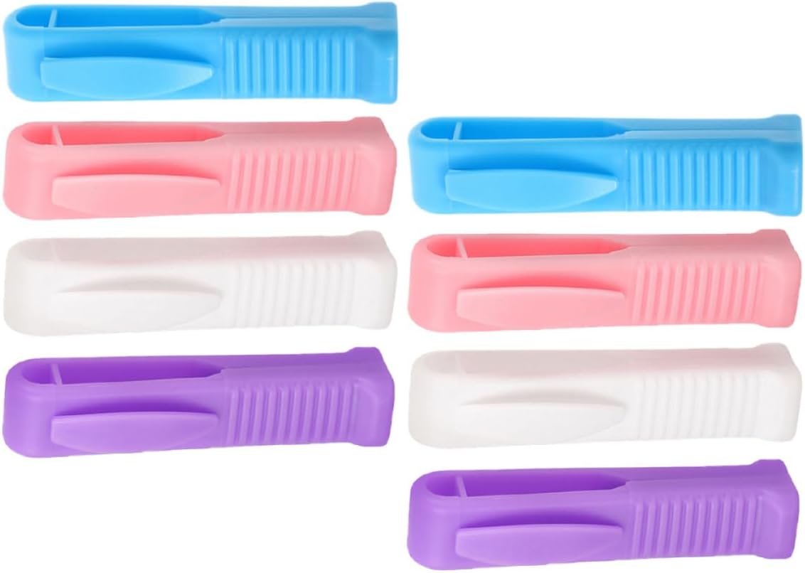 8pcs Nurse Ampoule Bottle Opener Set Plastic Reusable Vial Breaker with Ergonomic Design for Medical and Home Use in White, Dark Violet, Royal Blue, and Light Purple