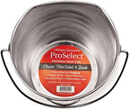 ProSelect Stainless Steel Flat Sided Pails — Durable Pails for Fences, Cages, Crates, or Kennels - 8", 4-Quart