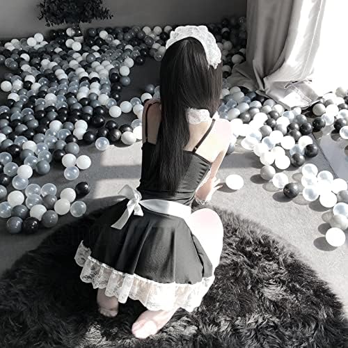 mzenuop Maid Dress Cosplay Sweet Classic Apron Costume with Socks