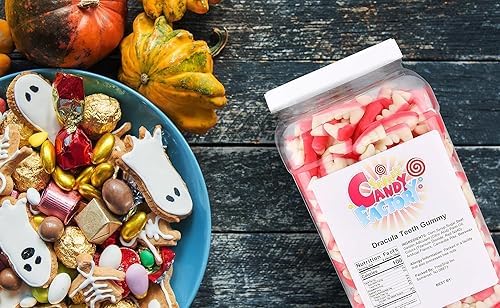 Sarahs Candy Factory Halloween Special Dracula Teeth Gummy Candy in Jar, 5 Lbs