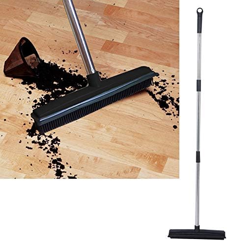 EBTOOLS Multifunction Telescopic Carpet Broom, Pet Hair Dust Removal Tool for Fluff Carpet, Hardwood Floor, Tile, Window, Daily Household (Black)