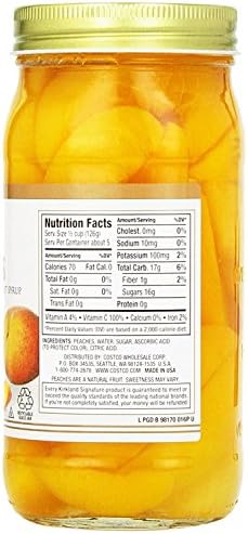 Kirkland Signature Sliced Peaches, 24oz Glass Jar (Pack of 2, Total of 48 Oz)