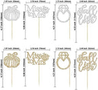 Gyufise 24Pcs Fall In Love Cupcake Topper Fall Miss to Mrs Cupcake Topper Champage Gold Fall Pumpkin Bride Shower Cake Toppers Autumn Wedding Cupcake Topper for Fall Birde Shower Cake Decorations