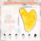 24 Pcs Gua Sha Facial Tool Resin Facial Massage Tools Heart Shaped Gua Sha Stone Guasha Board for Face Body Skin Massage Spa Acupuncture Prevent Wrinkles (12 Colors)