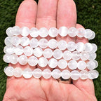 Zenergy Gems Charged Premium Natural Gemstone Crystal 8mm Bead Bracelet + Moroccan Selenite Charging Crystal [Included]
