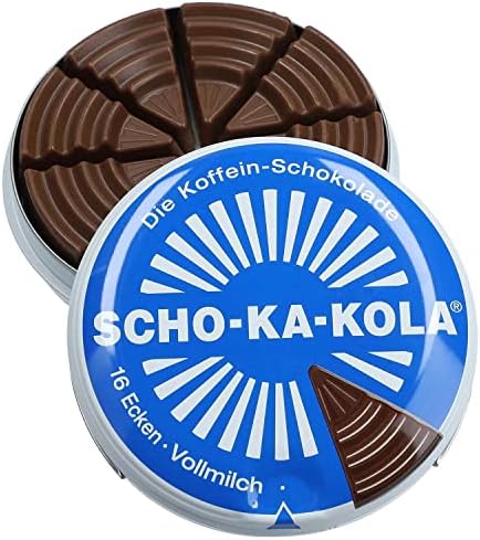 SCHO-KA-KOLA Milk Chocolate with natural Caffeine from Cocoa, Cola-Nut-Powder and Coffee 6 tins x 100 g/Germany