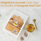 Premium 60 Fenugreek Tea Bags, Made with 100% Natural Fenugreek Methi Fenogreco Seeds, No Additives & Caffeine Free.