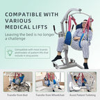 Full Body Patient Lift Sling Size S, Toileting Transfer Slings, Head and Back Support, Split Legs with Commode Opening, 5 Handles, 6 Straps, Lifting Sling Compatible with Various of Lifts