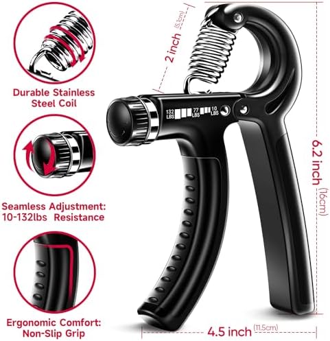 FitBeast Grip Strengthener Forearm Strengthener Hand Grips Strengthener Kit - 5 Pack Adjustable Resistance