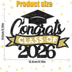 Gold and Black Congrats Grad Cake Topper, Graduation Cake Topper, Graduation Party Supplies, Graduation Decorations 2026