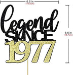 Legend Since 1977 Cake Topper 48th Birthday Happy Birthday Cake Topper Men and Women Cheer 48 Years Old Handmade Black Gold Glitter Cake Decoration (black gold, 1977)