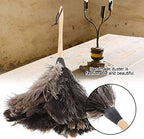 Ostrich Feather Duster, Washable Wooden Handle Duster, Non-Electrostatic Handmade Hand Duster Book Shelf and Your Car for Cleaning Your Television