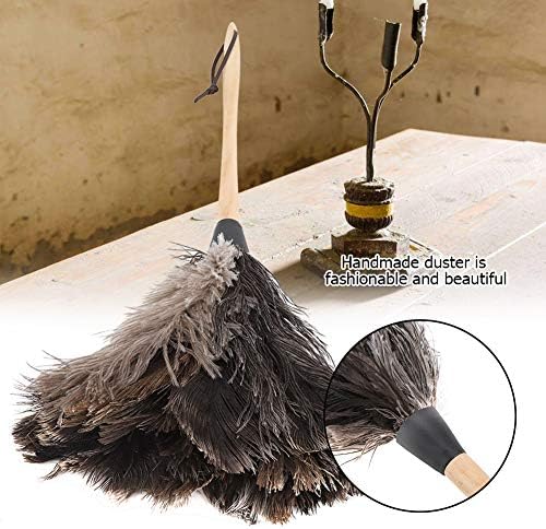 Ostrich Feather Duster, Washable Wooden Handle Duster, Non-Electrostatic Handmade Hand Duster Book Shelf and Your Car for Cleaning Your Television