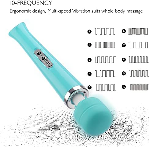 AEVEONE Wired Powerful Handheld Electric Massager with Strong 10 Modes Personal Back Massage for Sports Recovery, Muscle Aches, Relaxing Body (Light Blue)
