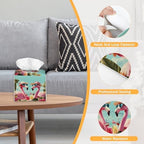 Sunglasses Flamingo 2 Pcs Tissue Box Cover Square Leather Tissue Case Holder Facial Paper Organizer Decorative for Bathroom Kitchen Car Office Home Decor