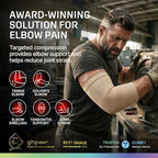 Modvel 2 Pack Elbow Brace - Golfer's Elbow Compression Sleeve Support for Joint Pain Relief, Recovery, Tendonitis Braces, Tennis Elbows Brace For Men & Women, Workout & Weightlifting Arm Wrap, Nude